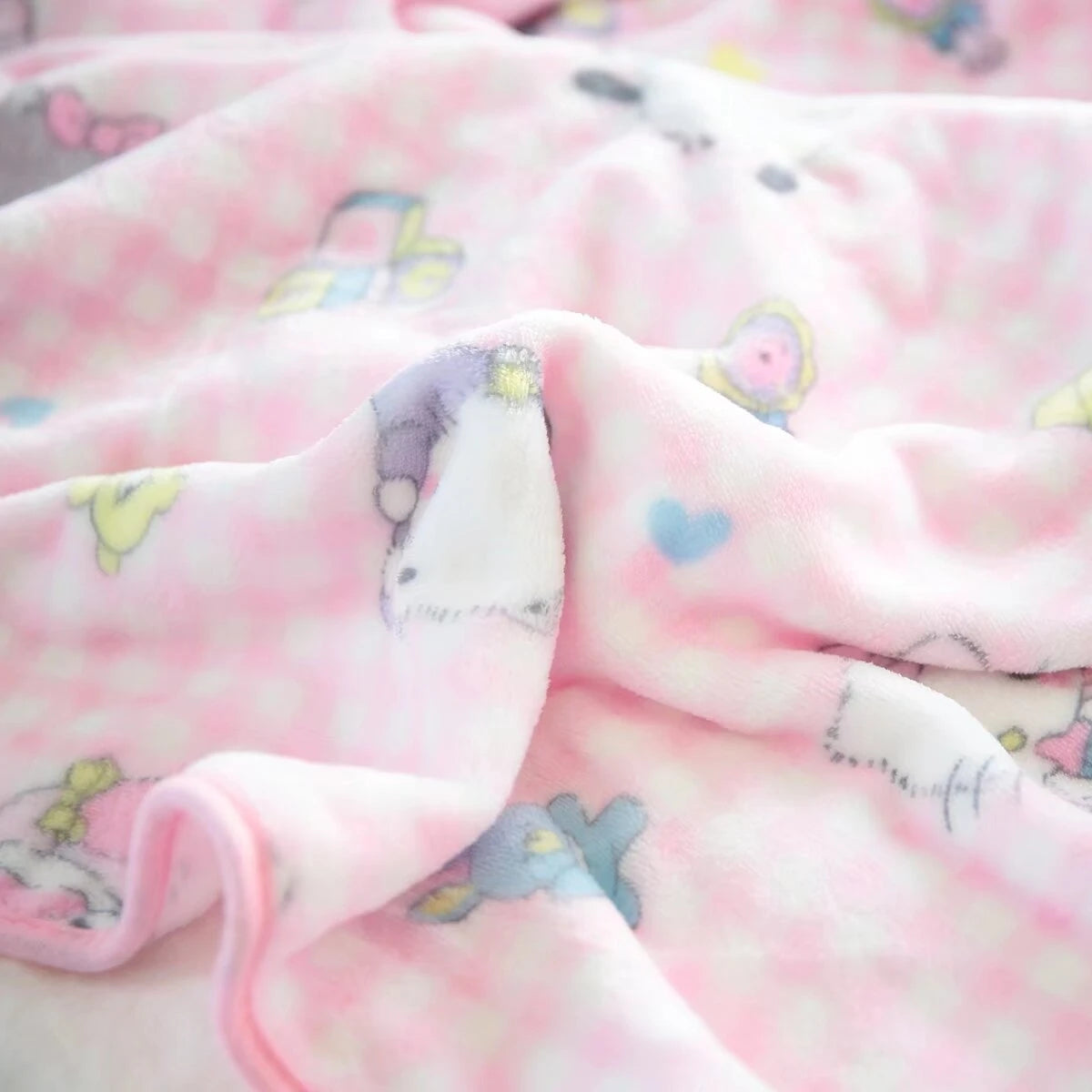 Cute Pink Cat Blanket Warm Flannel Blanket Pillowcase Japanese Style Pattern Printing Blanket Bedspread Bedroom Girl