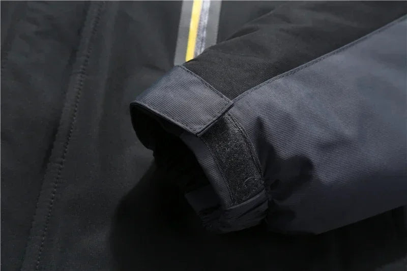 Men's Jacket Winter Outdoor Warm Men's Gorpcore Waterproof Thick Fleece Parka Snow Hiking Casual Windproof Hooded Coat