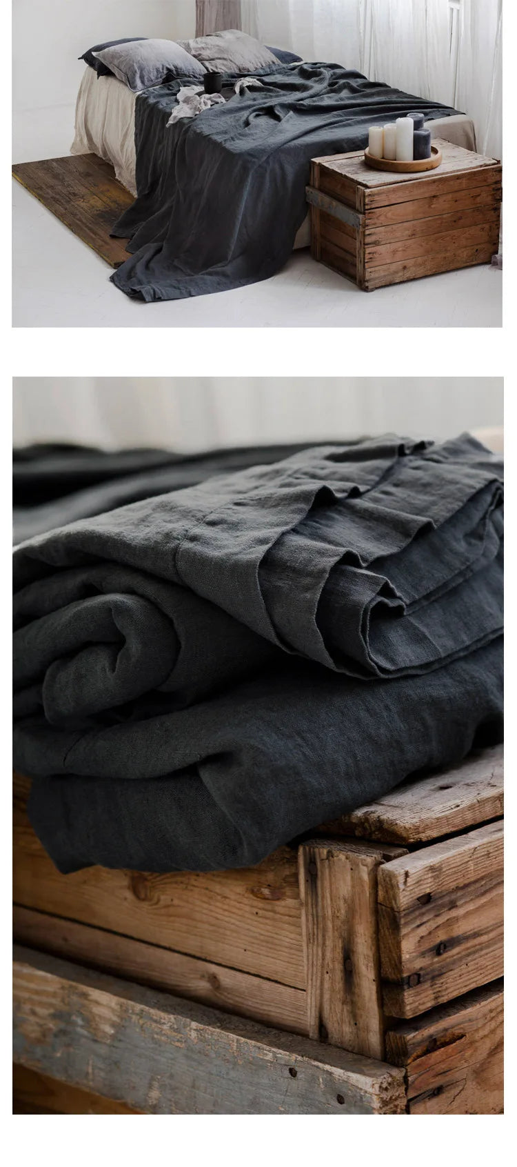 Pure Linen Bed Sheets 100% Stone Washed French Linen Solid Color Breathable and Durable for Hot Sleepers 1 PC Flat Sheet
