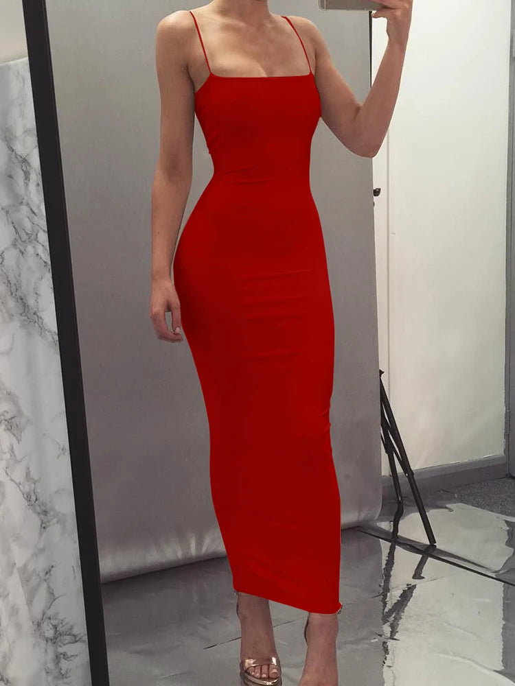 Women's High Elastic Sleeveless Backless Long Dress