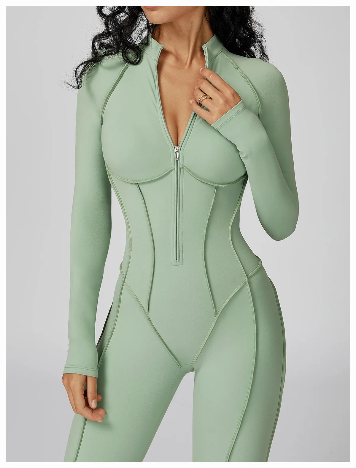Yoga Bodysuit Long Sleeved Women's Tracksuits Gym Zipper Jumpsuits Sports Workout High-intensity Fitness One-piece Tights Suit