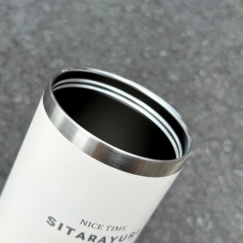 1pc Magnetic Suction Lid Double-layer Vacuum Insulated Water Bottle 600ml/900ml Wide Handle Portable  Outdoorulation Drinkware