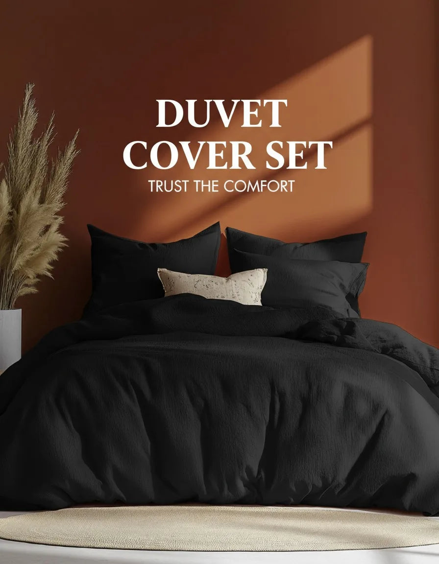 Plain Duvet Cover Set with Pillowcases – 3pcs, Multiple Sizes