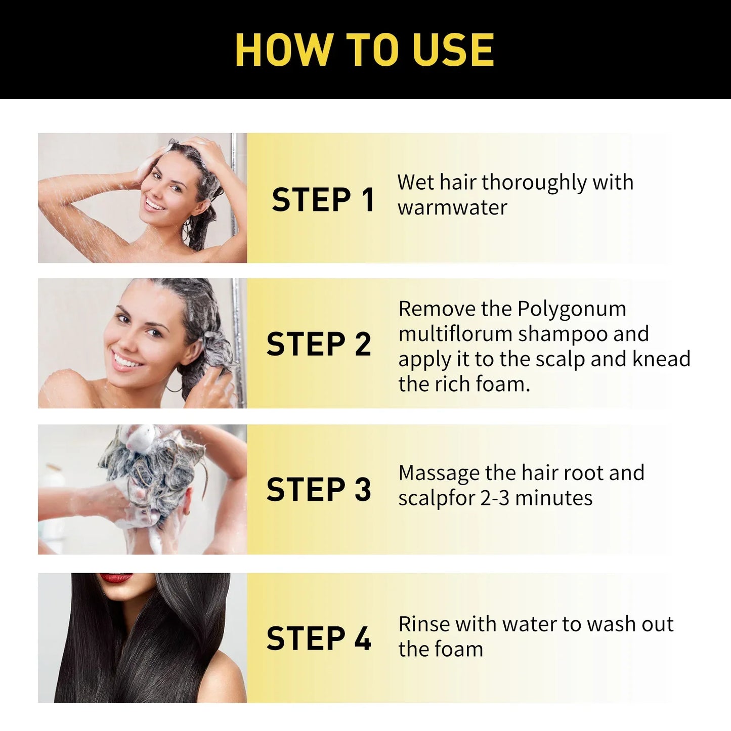 Hair Dye Shampoo Hair Color Darkening Care Nourishing Shiny Covering Gray Clean Scalp Natural Polygonum Black Hair Dye Shampoo