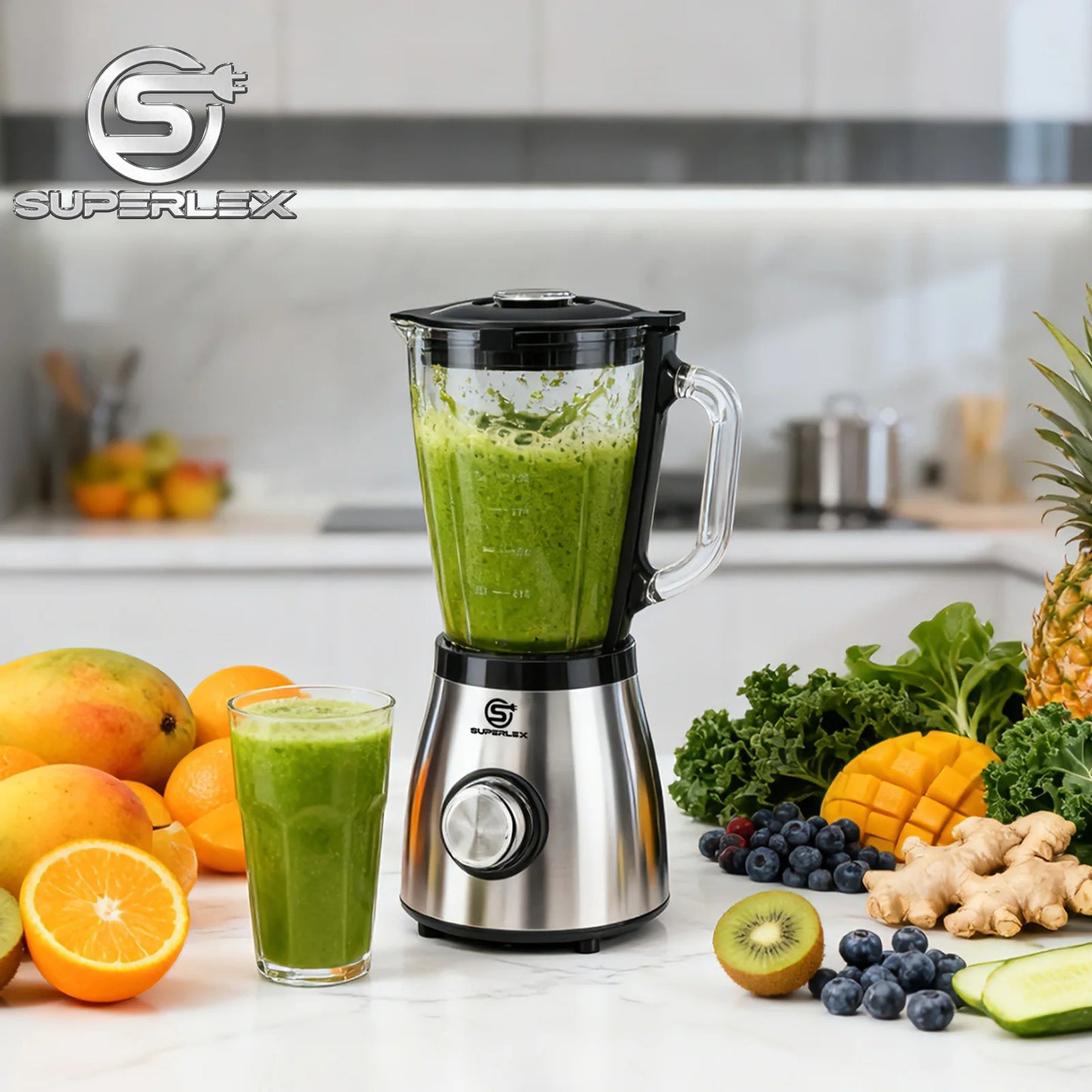 SUPERLEX 1.5L Multifunctional Wall Breaking Machine 2Speed Multi-purpose 3 in 1 Double Cup Squeezing Blender 800W BPA Free New