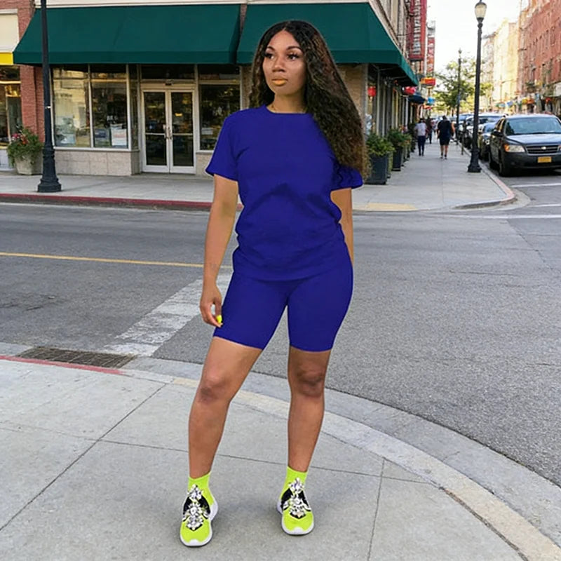 Hot Sales Womens Tracksuit Casual T-shirt Shorts 2 Pcs Set Outdoor Sports Jogging Woman Clothing Summer Street Short Outfits y2k