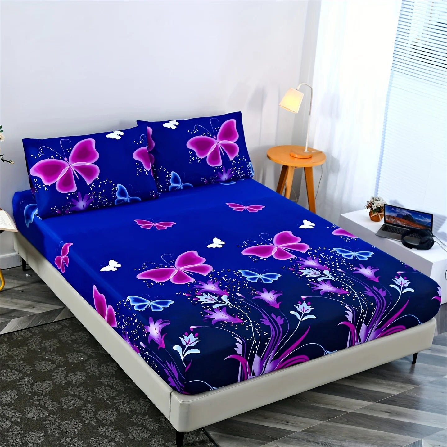 3pcs Print Bedding Set, Soft and Comfortable, Suitable for Bedroom, Guest Room One Fitted Sheet + Two Pillowcases, No Core