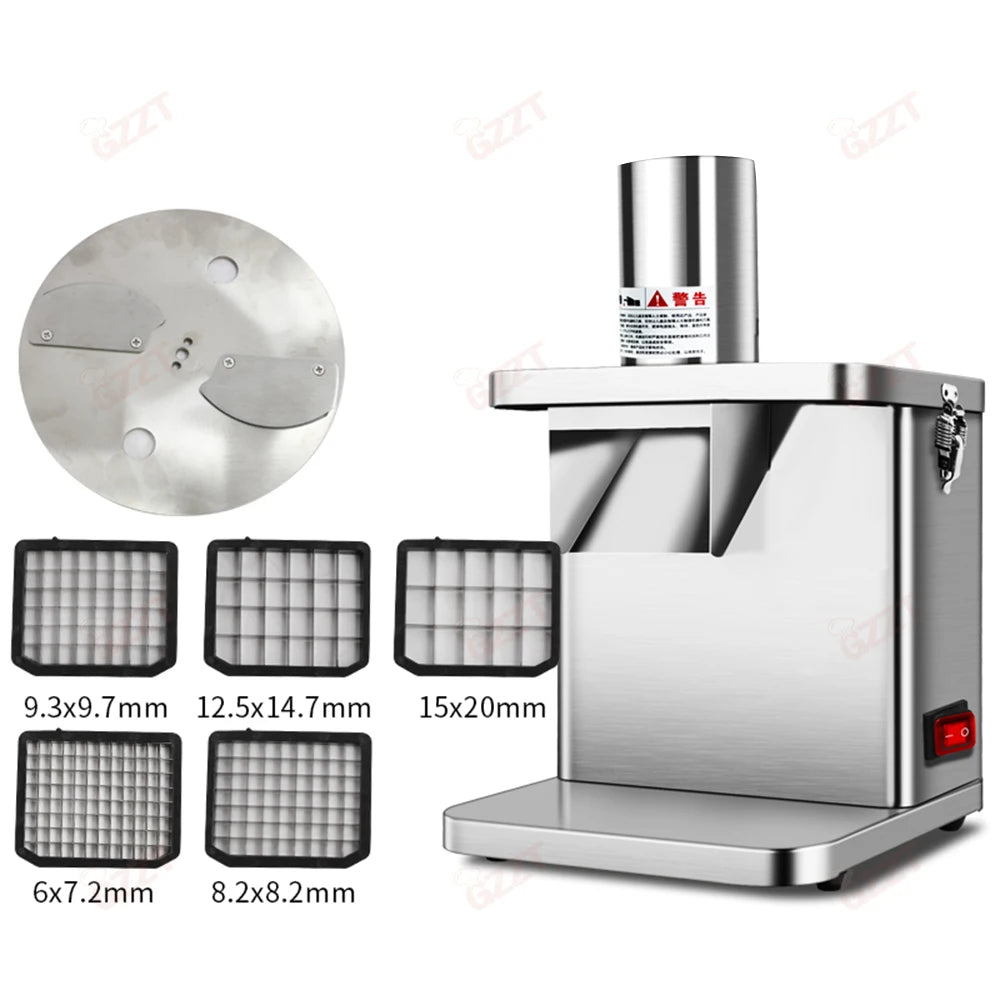 GZZT EVEC Electric Vegetable Cutter Commercial Cube Cutting Maker Fruit Slicer Cutting Strip Dice Food Processor With 5 Blades
