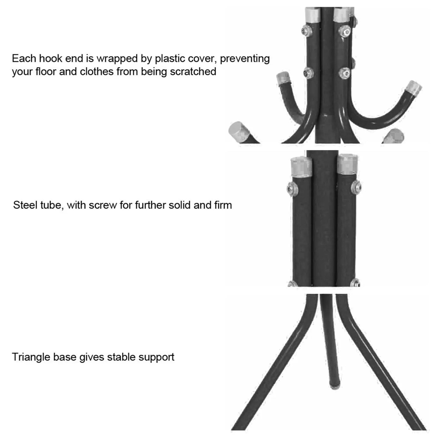 Clothes and Hats Rack Metal Multi Hooks Mobile and Convenient Coat Rack for Home Living Room Hangers Clothes Rack Stand