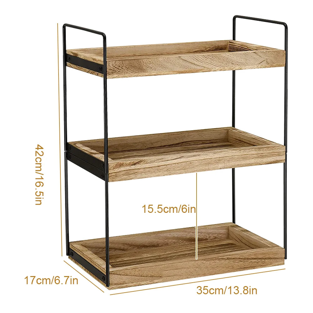 2/3 Tiers Countertop Shelf Kitchen Spice Storage Rack Space Saving Organizer Display Tray for Kitchen & Bathroom