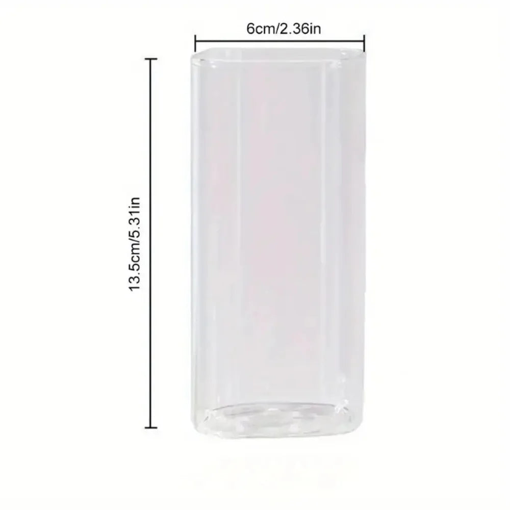 1pc Square Glass Coffee Mug with Lid & Straw Transparent Drinkware for Iced Coffee, Milk, Beer for Kitchen & Dining Coffee Cup