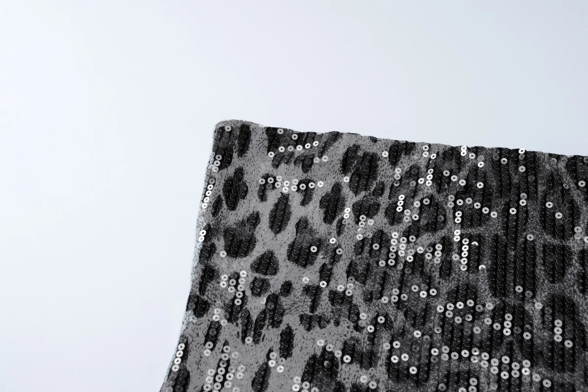 Hugcitar Leopard Print Sequined Strapless Backless Sexy Bodycon Mini Dress 2024 Autumn Women Fashion Y2K Clothes Party Nightclub