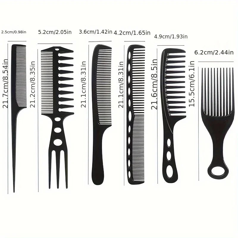 6pcs New Styling Hairdressing Men Women Beauty Salon Hair Hairdressing Black Brush Combs Hairbrush