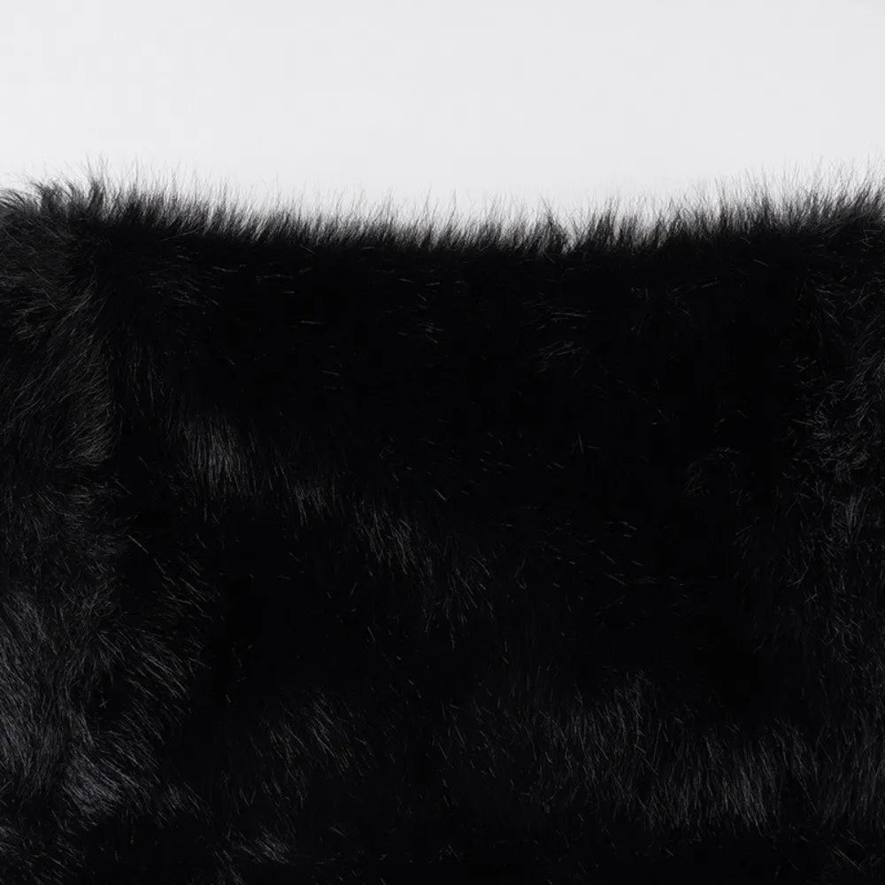 Fashion Luxury Hip Skirt Artificial Fur Low Rise Mini Skirt Furry Vintage Pencil Skirt for Women
