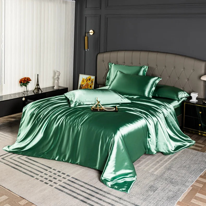 High Quality Bedding Set Skin Friendly Satin Quilt Cover Single Double Full Queen Solid Color Duvet Cover