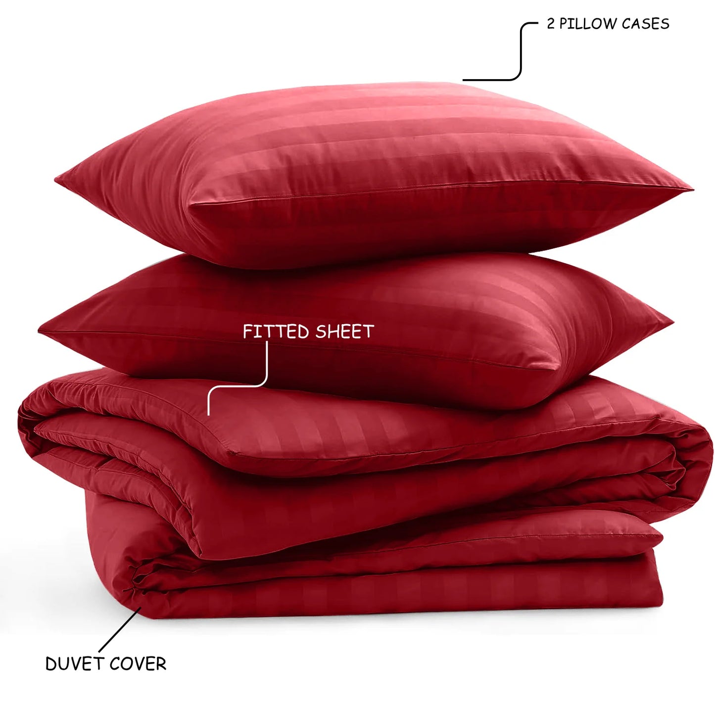 4-Piece Striped Print Duvet Cover Set – Hotel-Quality Soft & Breathable Microfiber Bedding Set with Fitted Sheet, Duvet Cover &
