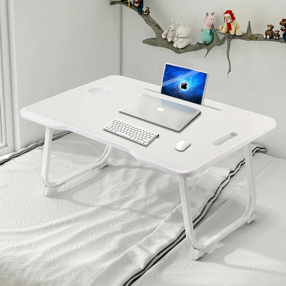 Folding Laptop Bed Desk With Cup Holder Multifunctional Dormitory Bedroom Bed Desk With Drawer Portable Desk