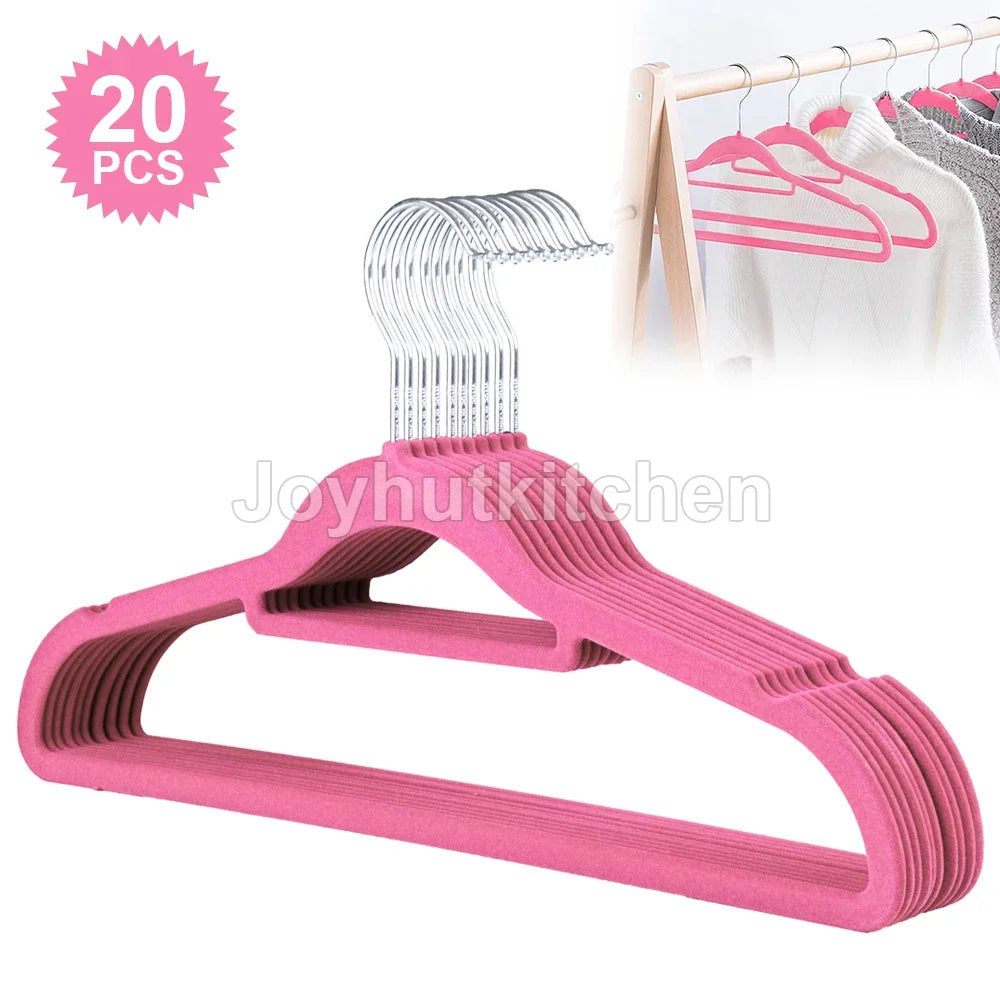 Velvet Flocked Hangers for Clothes and Trousers Non-Slip Space Efficient Design