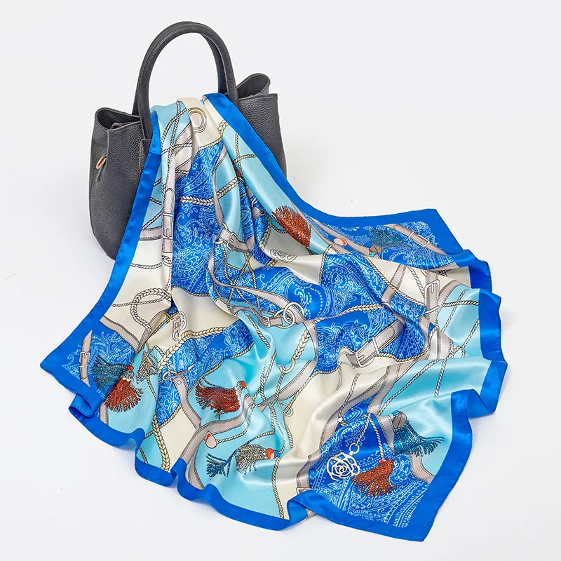 Silk Hair Scarf Scarftop Women Summer Satin Headscarf Foulard Bandana Cheveux Soft Neckerchief Hijab For Ladies