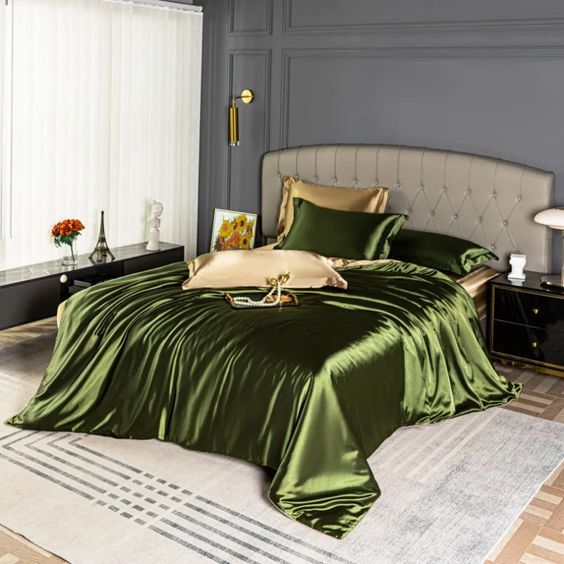 High Quality Bedding Set Skin Friendly Satin Quilt Cover Single Double Full Queen Solid Color Duvet Cover