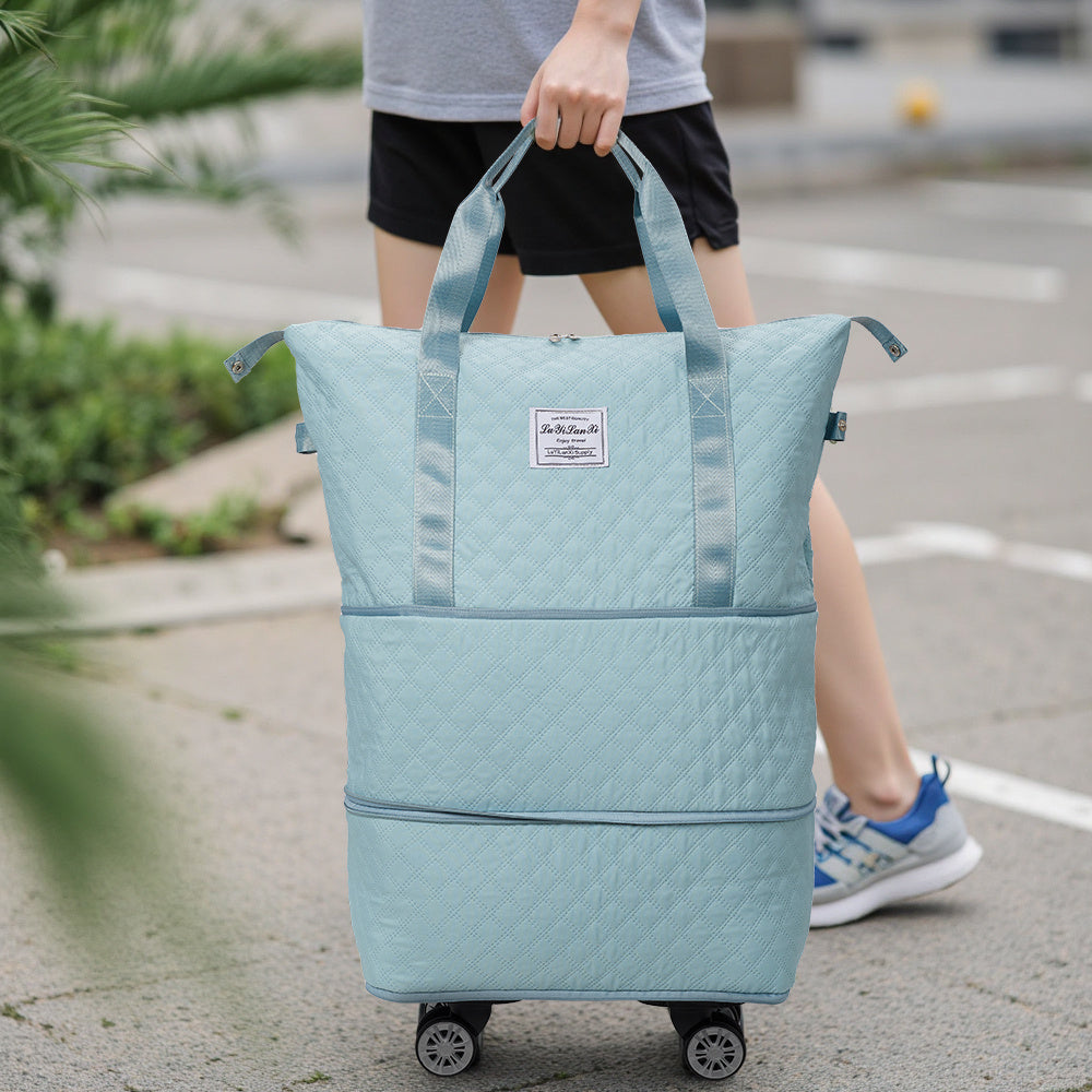 Travel Tote Bag with Detachable Wheels, Multifunctional Travel Bag with A Partition Section, Expandable Luggage Bag, Large Capacity Travel Duffle Bag Gym Tote Bags, Shoulder Bag, Gift for Wife and Parents