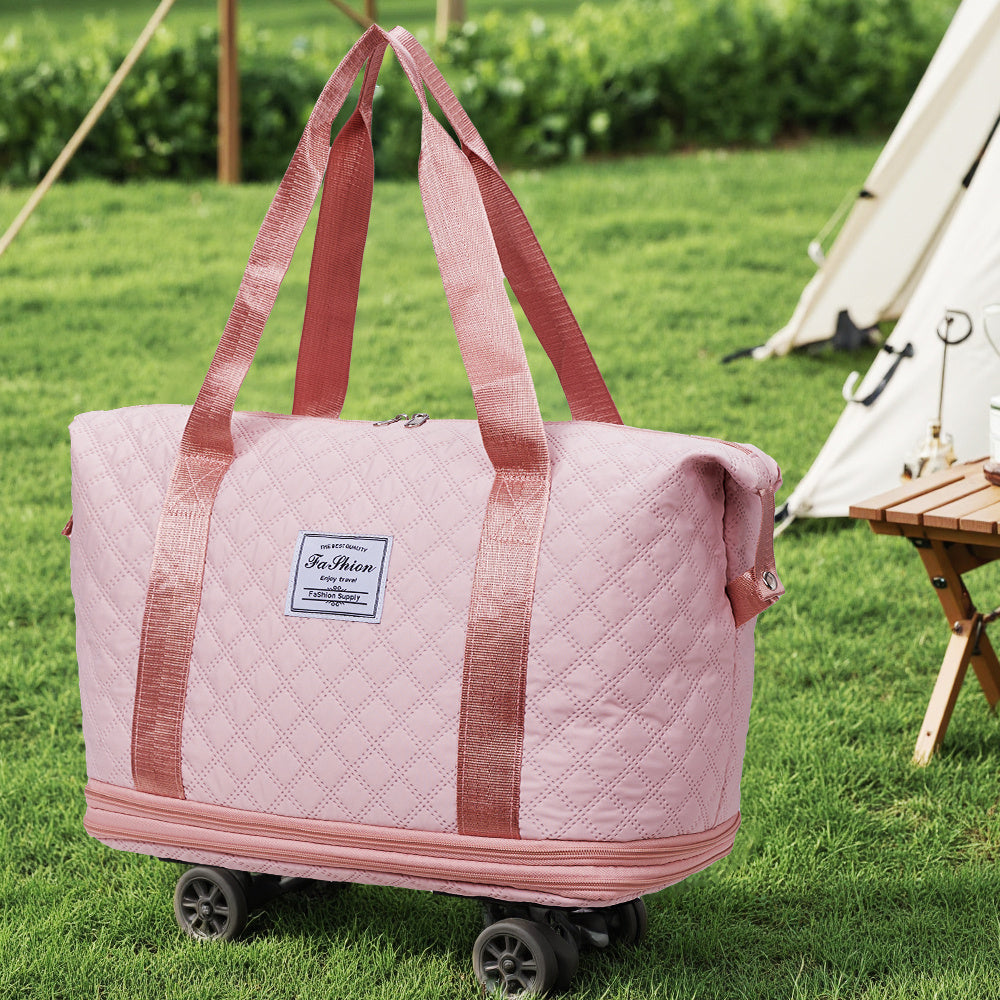 Travel Tote Bag with Detachable Wheels, Multifunctional Travel Bag with A Partition Section, Expandable Luggage Bag, Large Capacity Travel Duffle Bag Gym Tote Bags, Shoulder Bag, Gift for Wife and Parents