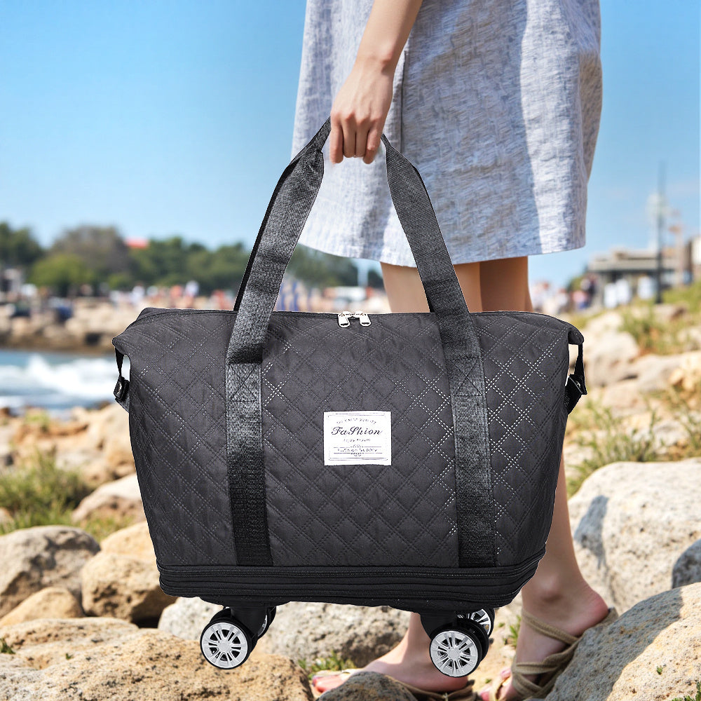 Travel Tote Bag with Detachable Wheels, Multifunctional Travel Bag with A Partition Section, Expandable Luggage Bag, Large Capacity Travel Duffle Bag Gym Tote Bags, Shoulder Bag, Gift for Wife and Parents