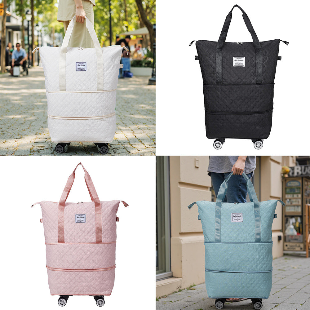 Travel Tote Bag with Detachable Wheels, Multifunctional Travel Bag with A Partition Section, Expandable Luggage Bag, Large Capacity Travel Duffle Bag Gym Tote Bags, Shoulder Bag, Gift for Wife and Parents