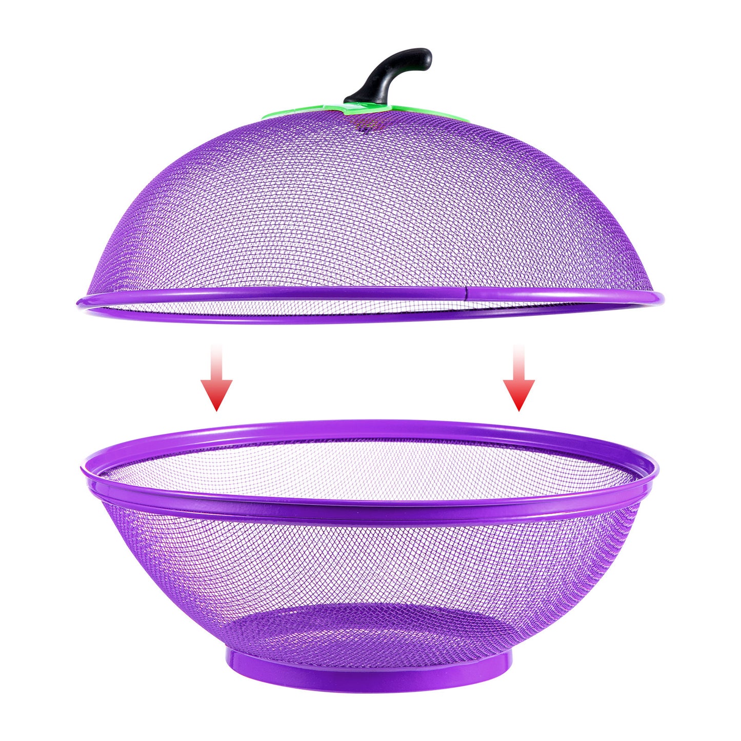 Fruits Bowl Basket Apple Shape Mesh with lid Tabletop Vegetable Holder Keep Unwanted Pets & Insects Out Kitchen Dishwashing Drain Basket