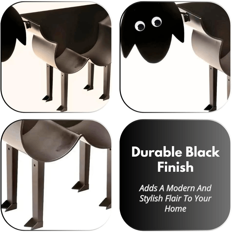 Novelty Sheep Toilet Roll Holder Free Standing Black Painted Metal Animal Shape Tissue Holder - Decorative Kitchen or Bathroom Accessories Indoor, Home Decor Storage Loo Roll Holder