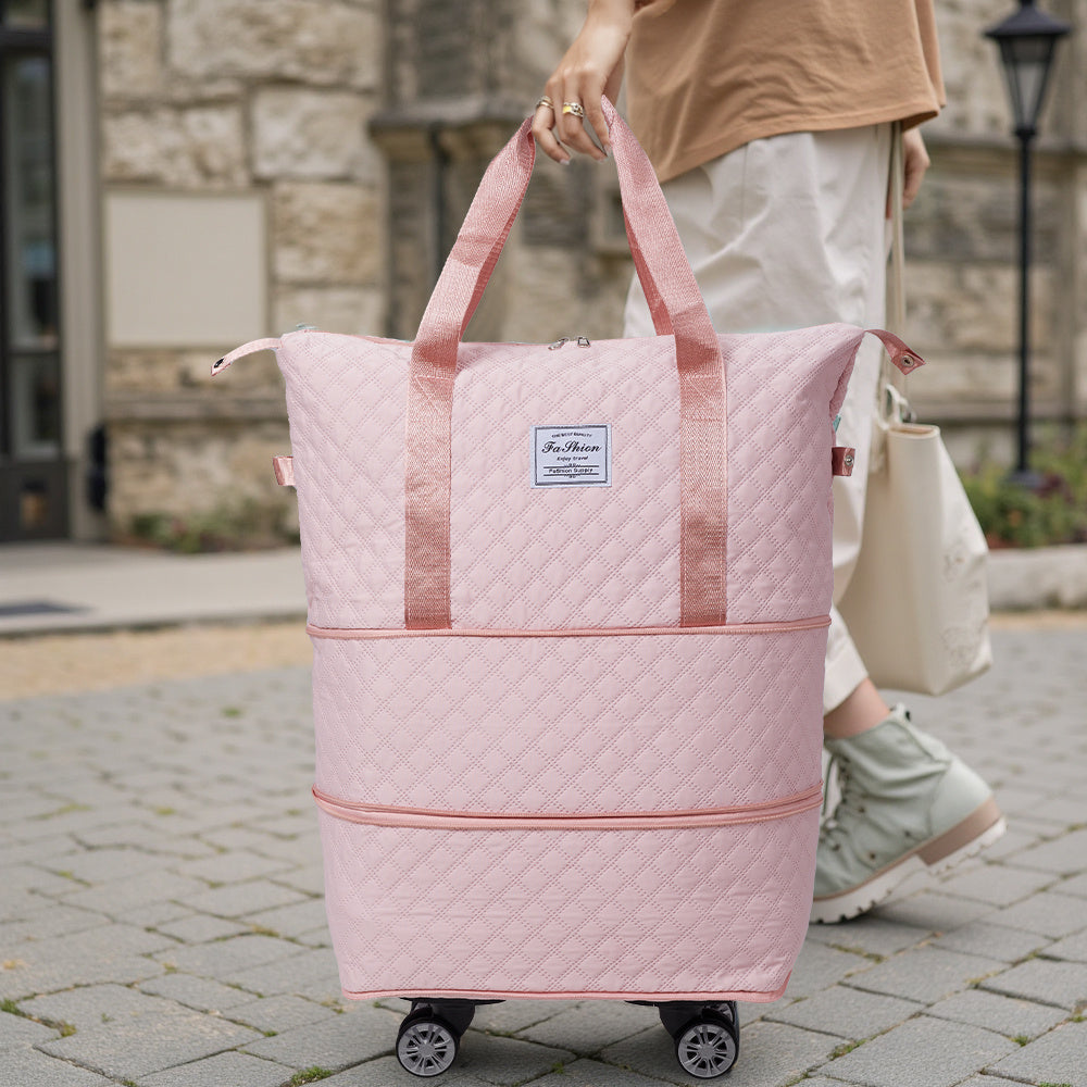 Travel Tote Bag with Detachable Wheels, Multifunctional Travel Bag with A Partition Section, Expandable Luggage Bag, Large Capacity Travel Duffle Bag Gym Tote Bags, Shoulder Bag, Gift for Wife and Parents