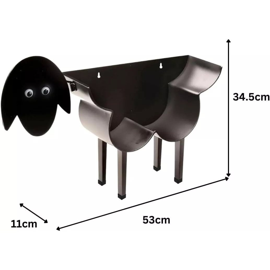 Novelty Sheep Toilet Roll Holder Free Standing Black Painted Metal Animal Shape Tissue Holder - Decorative Kitchen or Bathroom Accessories Indoor, Home Decor Storage Loo Roll Holder