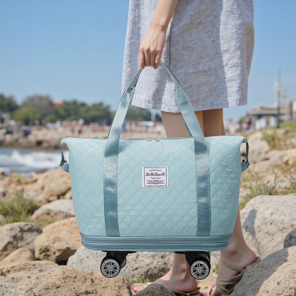 Travel Tote Bag with Detachable Wheels, Multifunctional Travel Bag with A Partition Section, Expandable Luggage Bag, Large Capacity Travel Duffle Bag Gym Tote Bags, Shoulder Bag, Gift for Wife and Parents