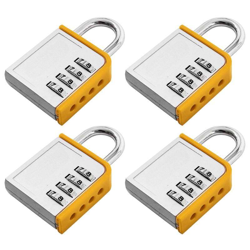 4-PACK Combination Padlock Lock Steel Shackle Gym Locker Toolbox - 5 Year Warranty