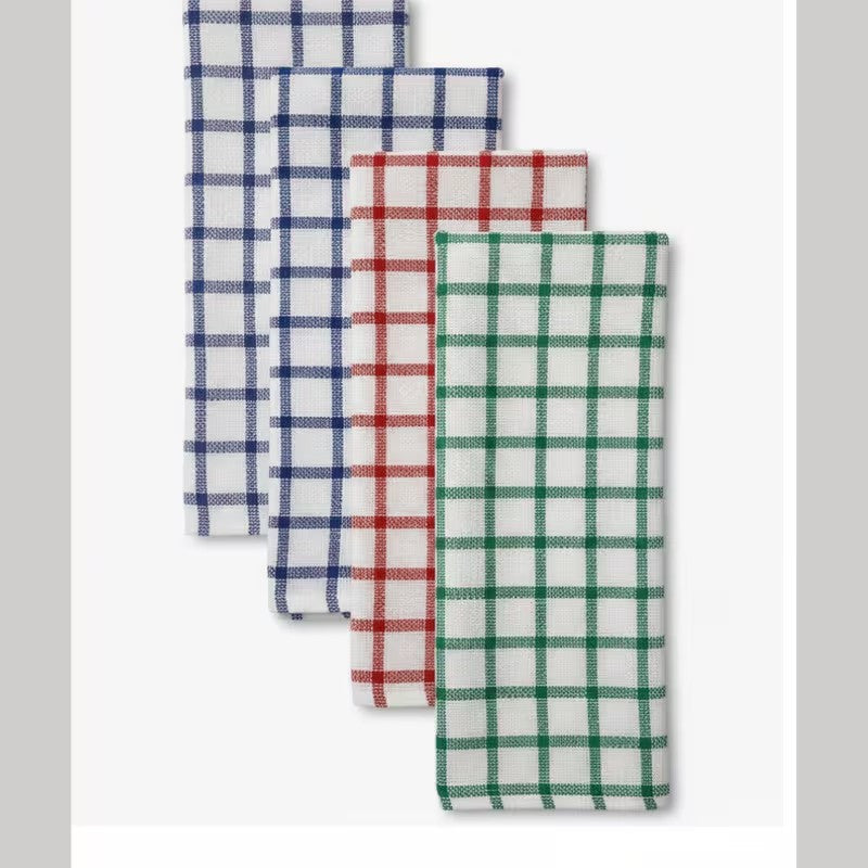 Divine Textiles-Mono Check Terry Tea Towels Kitchen Essential Cleaning Cloth Set Soft Fabric High Absorbency Ideal for Everyday Dish Drying Wiping Surfaces and Polishing Glassware Durable Towels with Quick Dry Feature Reusabl