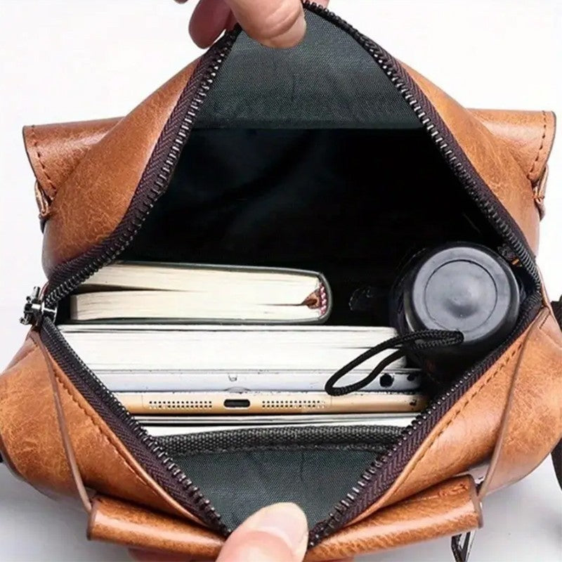Men's Business Leather Crossbody Bag, Adjustable Shoulder Messenger Bag, Fashion Casual Handbag for Work Travel Commute Office, Durable Faux Leather Sling Bag for Daily Life and Business Trips