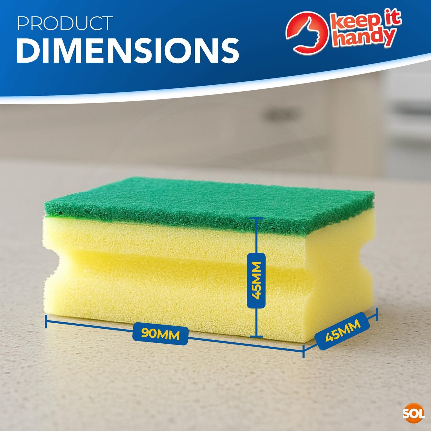 10 Pack Kitchen Scourers with Finger Grip | Heavy Duty Non-Scratch Sponges for Washing Up | Durable & Absorbent Dishwashing Sponges | Ergonomic Grip Cleaning Pads for Pots, Pans, Dishes & Household Surfaces