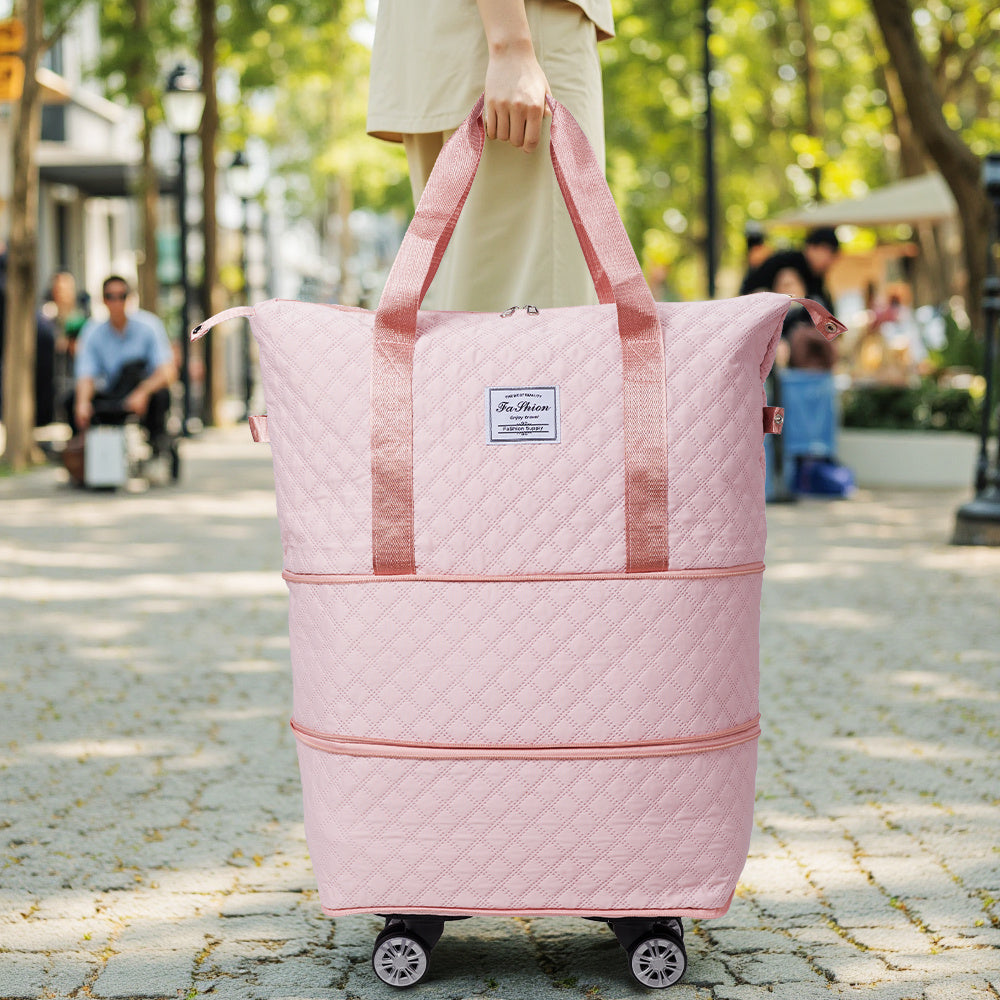Travel Tote Bag with Detachable Wheels, Multifunctional Travel Bag with A Partition Section, Expandable Luggage Bag, Large Capacity Travel Duffle Bag Gym Tote Bags, Shoulder Bag, Gift for Wife and Parents
