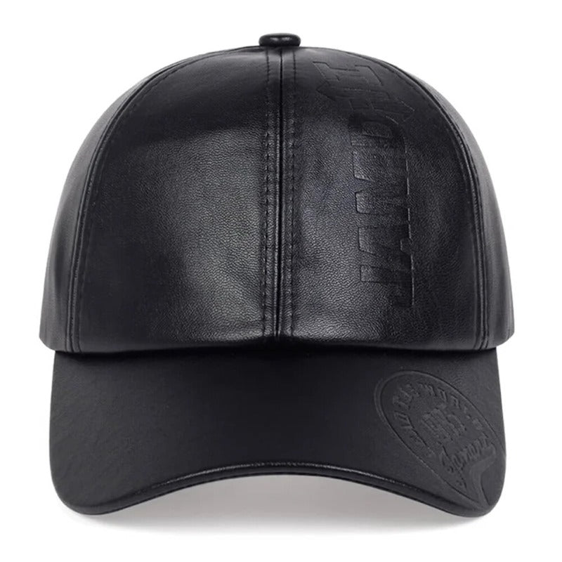 Fashion PU Leather Baseball Cap, Warm Wind-Resistant Hat for Golf Outdoor Activities, Soft Faux Leather, Adjustable Back for Comfort Fit Men Women