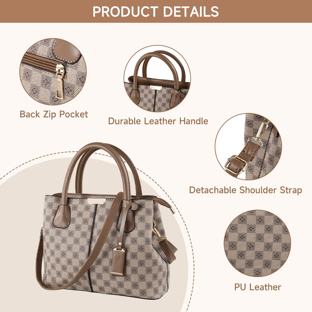 All-Occasion Flower Pattern Handbag Beige, Ladies Retro Satchel with Top Handle and Adjustable Strap, Secure Zippered Hobo Purse Design, Versatile Tote Bag for Daily Use and Special Events