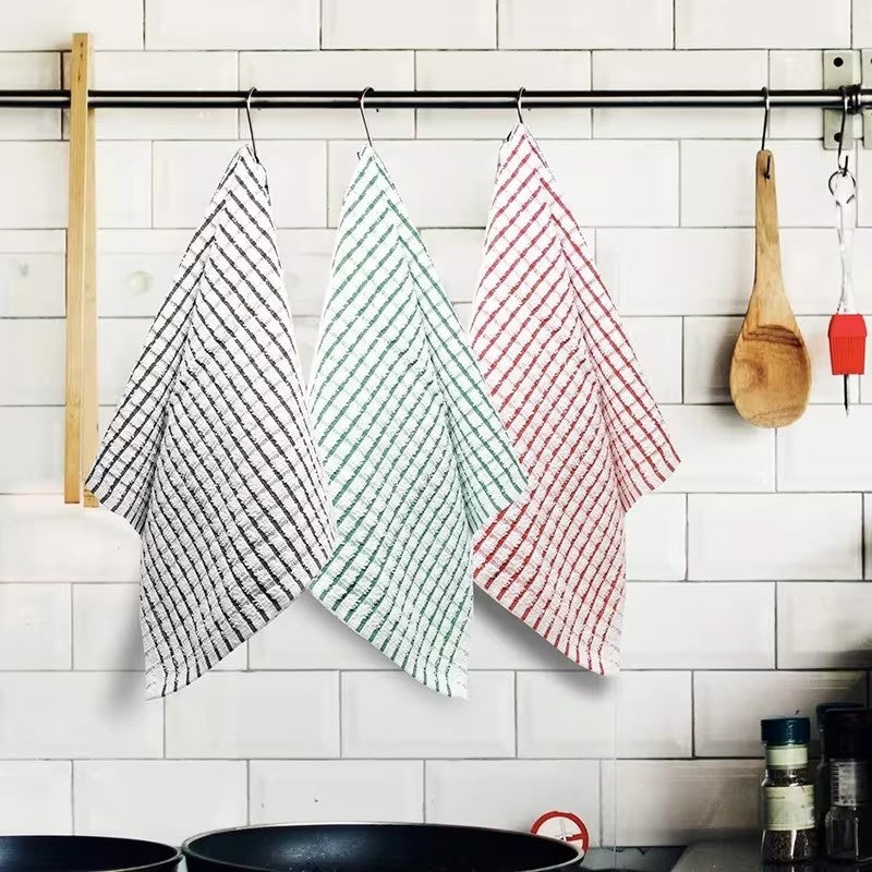 Divine Textiles-Mono Check Terry Tea Towels Kitchen Essential Cleaning Cloth Set Soft Fabric High Absorbency Ideal for Everyday Dish Drying Wiping Surfaces and Polishing Glassware Durable Towels with Quick Dry Feature Reusabl