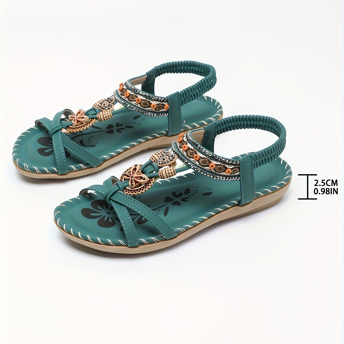 Spring/Summer New Bohemian Style Women's Fashion Outdoor Elegant Comfortable Hand-Woven Beach Elastic Strap Sandals, Women Shoes