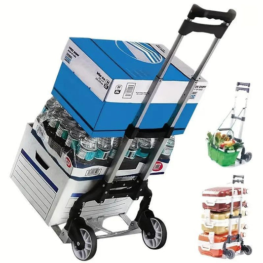 A Heavy-duty Lightweight Folding Handbag Trolley Cart With Wheels Weighing 80 Kilograms.