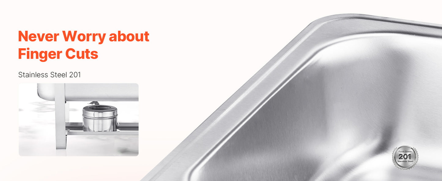 SucceBuy 8 Qt 4/6 Pack Chafing Dish Buffet Set Stainless Steel Chafer Rectangle Catering Warmer Server w/Lid Water Pan for party