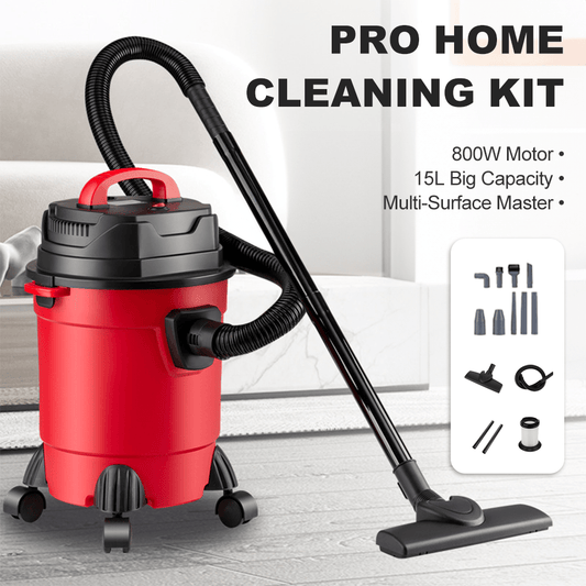 15L 800W Wet and Dry Vacuum Cleaner, 2 In 1 Vacuum Cleaner with HEPA Filtration, 4m Power Cord,18 kPa Vacuum Pressure, For Home Car Carpet Hard Floors Cleaning