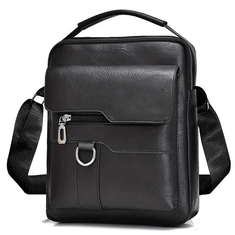 Men's Business Leather Crossbody Bag, Adjustable Shoulder Messenger Bag, Fashion Casual Handbag for Work Travel Commute Office, Durable Faux Leather Sling Bag for Daily Life and Business Trips