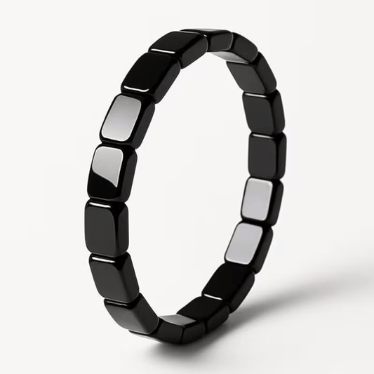Hematite Bracelet Men'S Round bead black bracelet elastic black stone bracelet irregular shaped bracelet, Suitable for Various Occasions Valentine'S Day gift