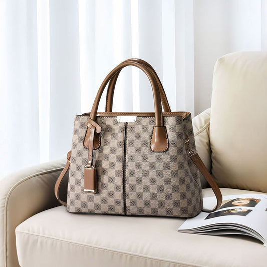 All-Occasion Flower Pattern Handbag Beige, Ladies Retro Satchel with Top Handle and Adjustable Strap, Secure Zippered Hobo Purse Design, Versatile Tote Bag for Daily Use and Special Events