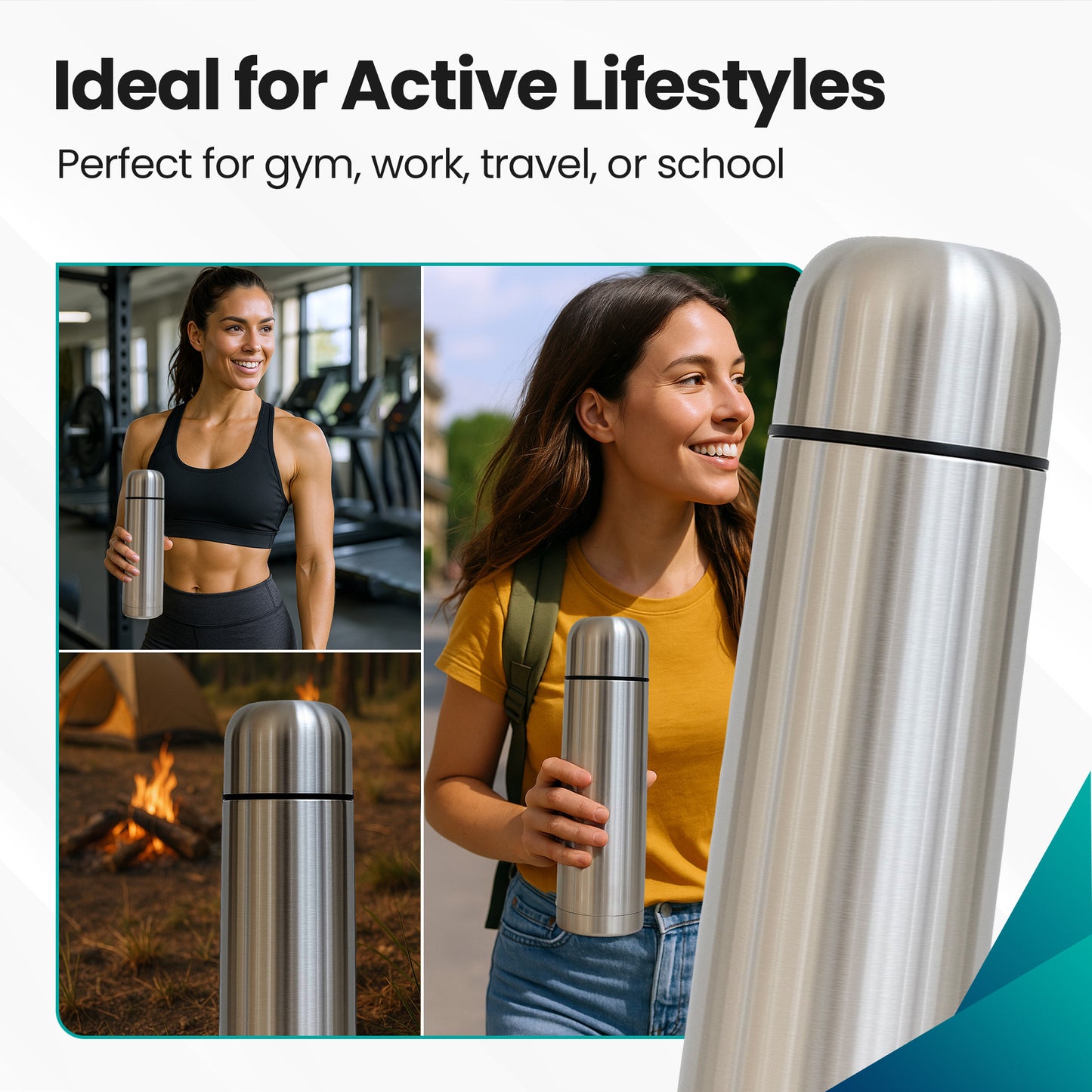 Loch & Skye Vacuum Insulated Flask Stainless Steel Double Walled Thermo Bottle Leakproof BPA-Free Water Hot and Cold Drink Flask for Office, Hiking, Camping and Travel Use