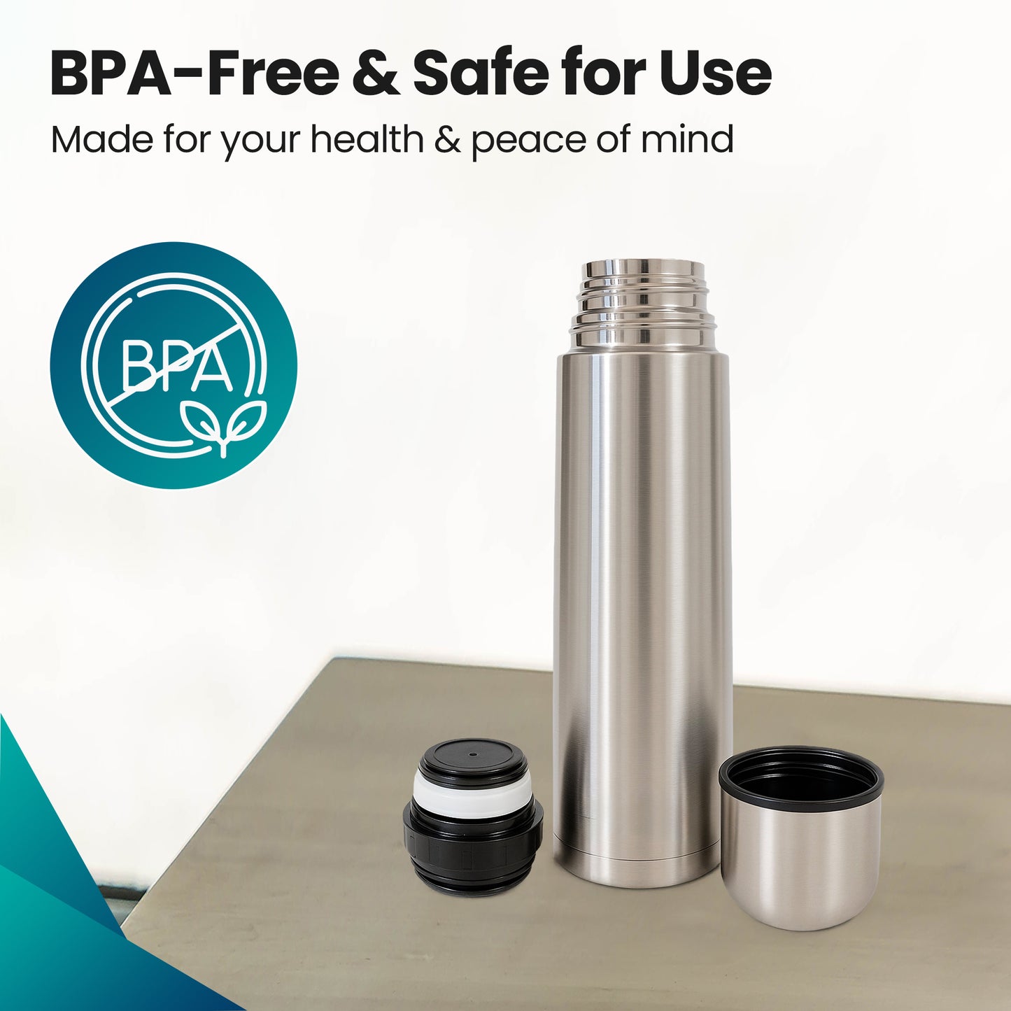 Loch & Skye Vacuum Insulated Flask Stainless Steel Double Walled Thermo Bottle Leakproof BPA-Free Water Hot and Cold Drink Flask for Office, Hiking, Camping and Travel Use